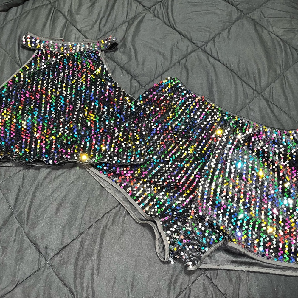 SHEIN Multicolor Sequin Two-Piece Set